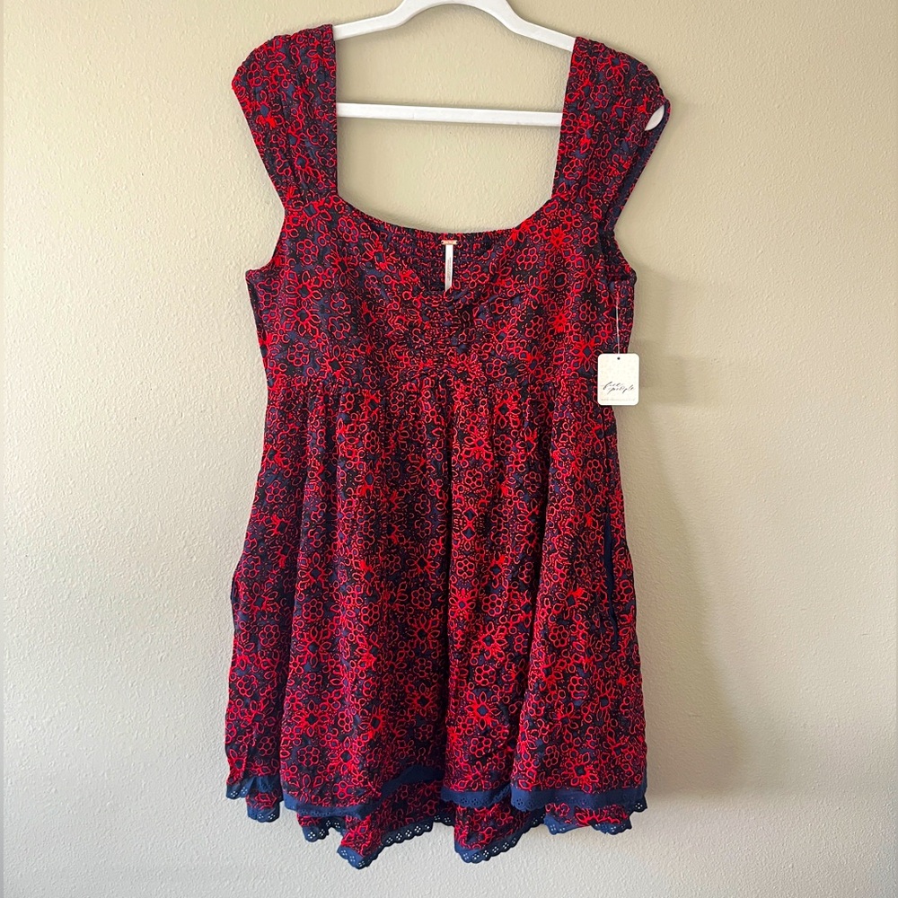 Free People Babydoll Tiered Dress Sz Lg